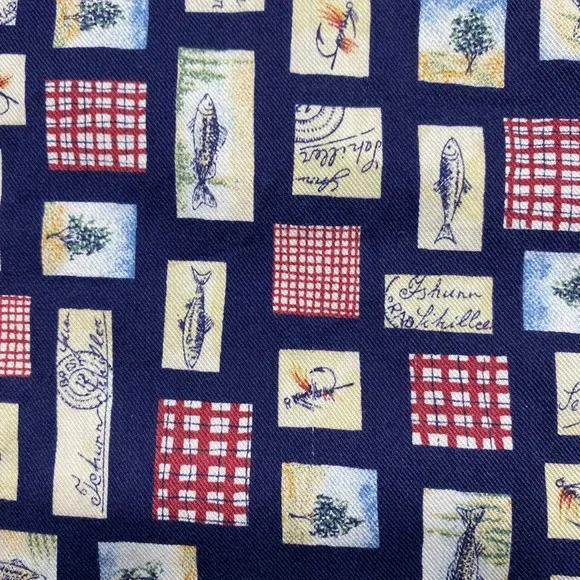 Woolrich Men's Fly Fishing Pattern Blue Long Sleeve Button Shirt - Picture 6 of 10